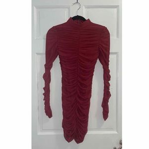 Burgundy ruffle dress